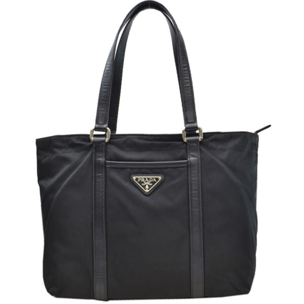 k9895a Prada Triangle Nylon Leather Shoulder Bag Black