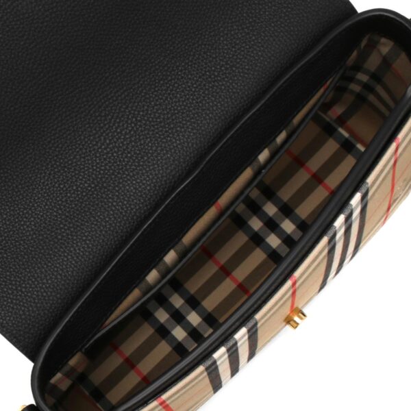 lbbb8021110a Burberry Note Check Clutch Bag Black Archive Beige