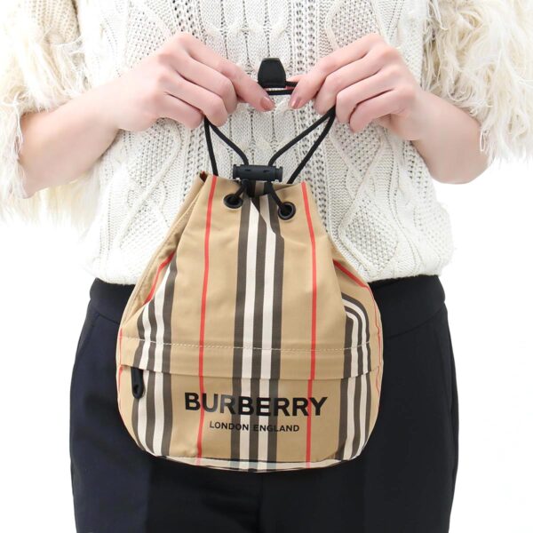 lbbb8026737m Burberry Phoebe Icon Stripe Drawstring Bag Archive Beige