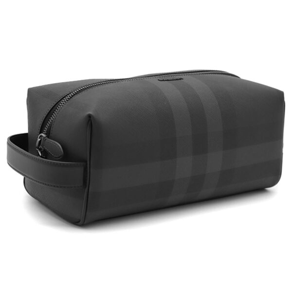 lbbb8070279 Burberry Charcoal Check Wash Bag Charcoal Gray