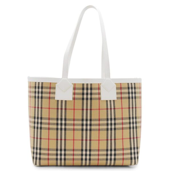 lbbb8072332y Burberry London Check Medium Tote Bag Archive Beige White