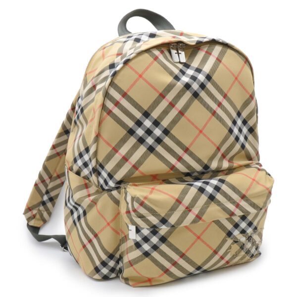 lbbb8091312 Burberry Check Horseback Riding Backpack Sand Brown Multi