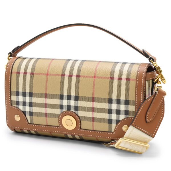 lbbb8092048 Burberry Note Check Clutch Bag Archive Beige Briar Brown