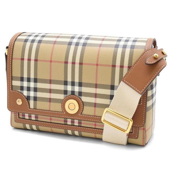 lbbb8092067 Burberry Note Check Clutch Bag Archive Beige Briar Brown