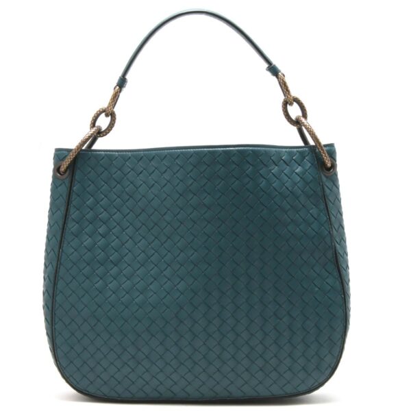 lbbo494119vo0ad4568y Bottega Veneta Loop Intrecciato Shoulder Bag Blue