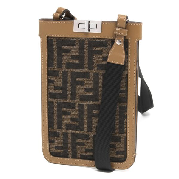 lbfe7as156afbvf1hrm Fendi Peekaboo Smartphone Pouch Zucca Brown Beige Black