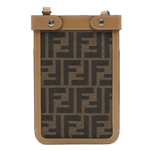 lbfe7as156afbvf1hrmy Fendi Peekaboo Smartphone Pouch Zucca Brown Beige Black