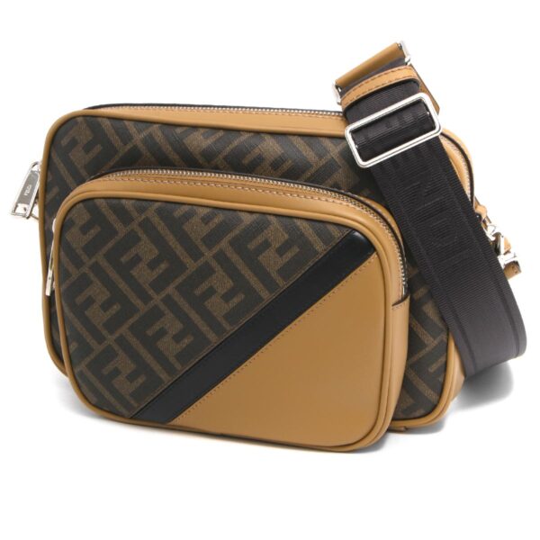 lbfe7va607alkaf1ikc Fendi Diagonal Camera Case Duo Zucca Bag Brown Beige Black