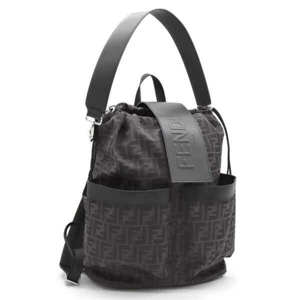 lbfe7vz070ag0mf0npn Fendi Strike Zucca FF Jacquard Backpack Gray Black