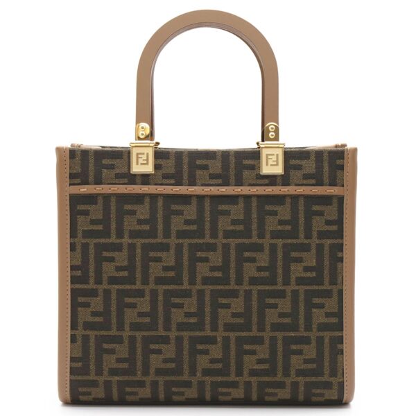 lbfe8bh394alvyf1ge3y Fendi Sunshine Shopper Small Zucca Jacquard Tote Bag Brown Beige