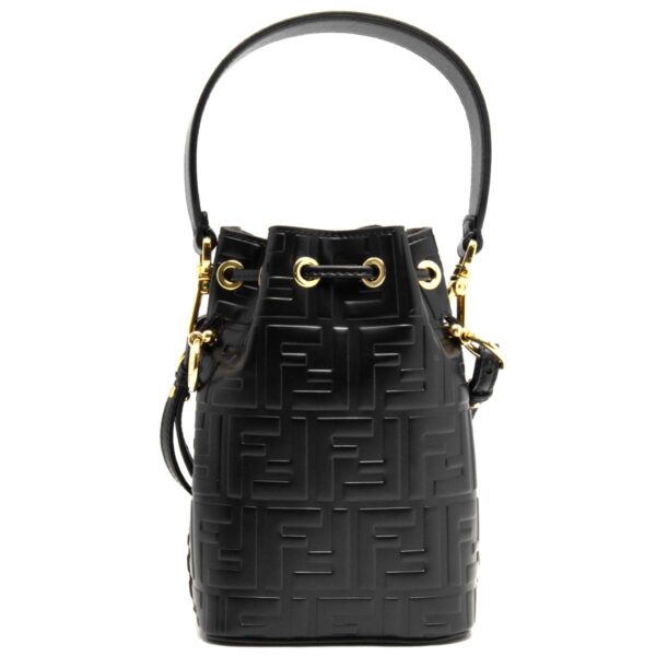 lbfe8bs010a3zgf0kury Fendi Mon Tresor Mini Zucca Bucket Bag Black Oro Soft