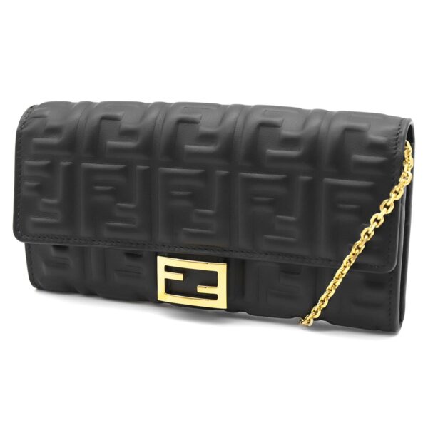 lbfe8m0365aajdf0kur Fendi F is Fendi Zucca Chain Wallet Black Oro Soft