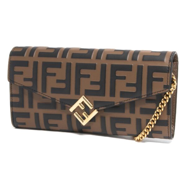 lbfe8m0365adymf13vk Fendi FF Diamond Chain Wallet Brown Black