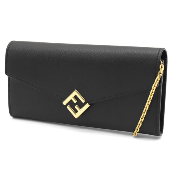 lbfe8m0365alv4f0kur Fendi F is Fendi FF Chain Wallet Black Oro Soft