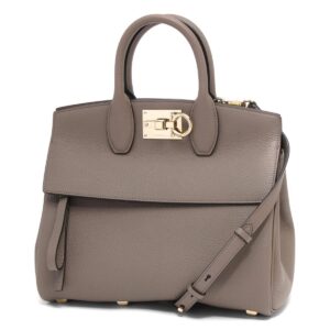 lbfr21h1590718294 Fendi Visible 2WAY Bag Leather Greige