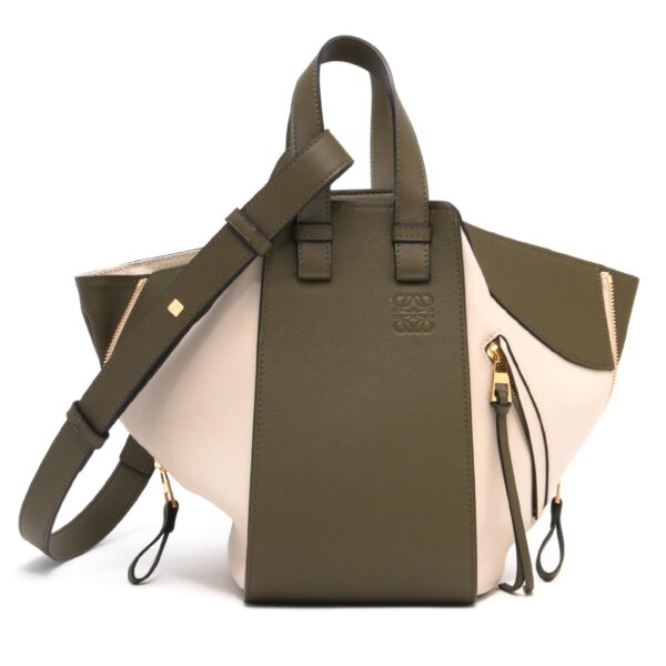 lbloa538s35x194366d Loewe Hammock Small Anagram Leather Shoulder Bag Autumn Green Oat Beige