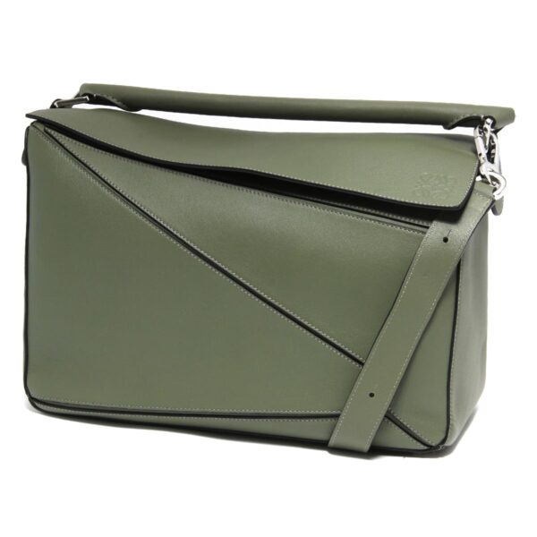 lblob510s19x134383 Loewe Puzzle Large Leather Shoulder Bag Sage Green