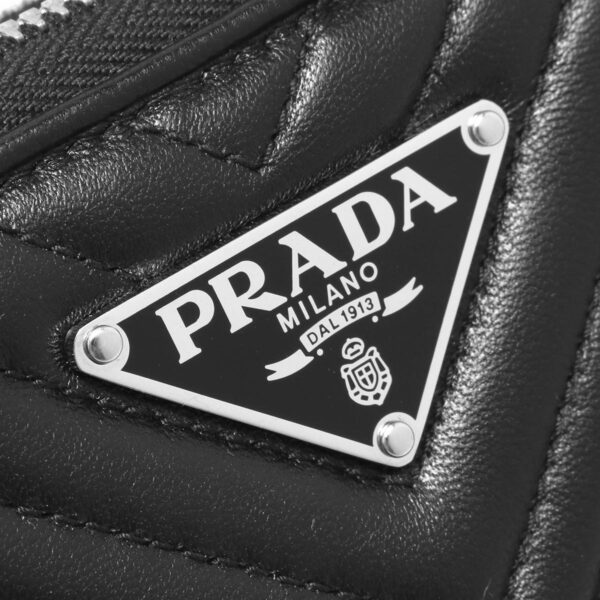 lbpr1dh0102cetf0002d Prada Nappa Impunture Triangle Plate Clutch Bag Black