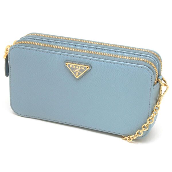 lbpr1dh010qhhf0637 Prada Saffiano Triangle Triangle Plate Clutch Bag Blue