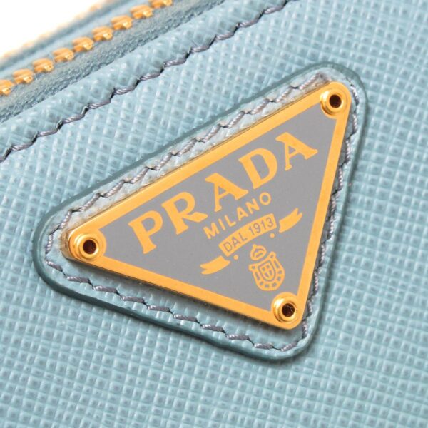 lbpr1dh010qhhf0637d Prada Saffiano Triangle Triangle Plate Clutch Bag Blue