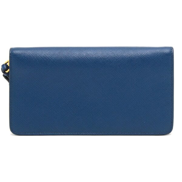 lbpr1dh029qwaf0016y Prada Saffiano Brietta Blue Chain Wallet