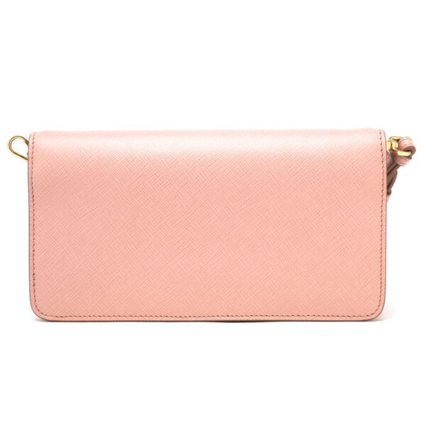 lbpr1zh0292ebwf0924y Prada Saffiano Shine Chain Wallet Pink