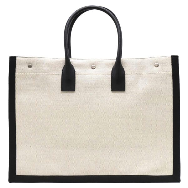 lbsl509415faavu9083y Saint Laurent Rive Gauche Linen Tote Bag White Black