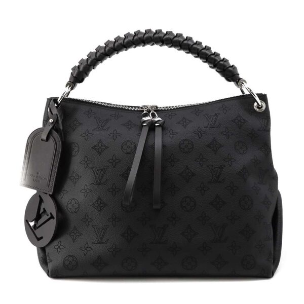 m56073 01 Louis Vuitton Beauvre Hobo Monogram Mahina Shoulder Bag Black