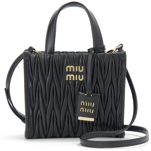 mm5ba277n88f0002ooo Miu Miu Matelassé Handbag Black