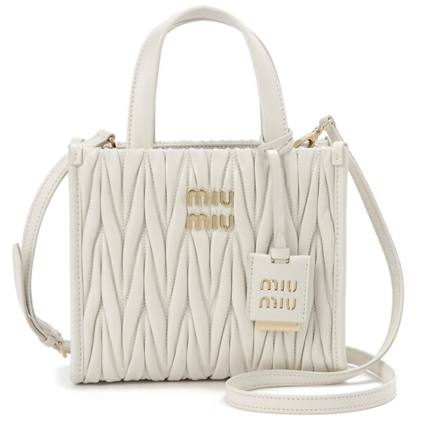 mm5ba277n88f0009ooo Miu Miu Matelassé Handbag White