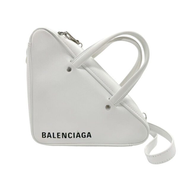 n0019 1 Balenciaga Leather Triangle Duffle Bag White