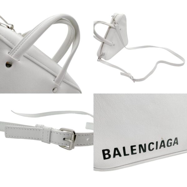 n0019 10 c Balenciaga Leather Triangle Duffle Bag White