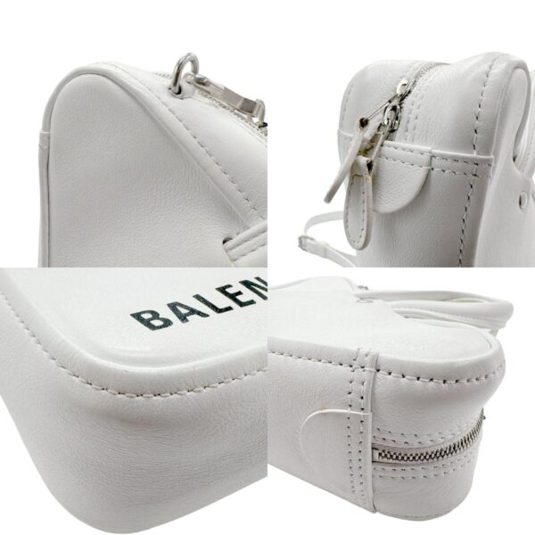 n0019 6 c Balenciaga Leather Triangle Duffle Bag White