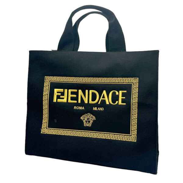 n0056 1 Fendi Fendace Tote Bag Fendi x Versace Canvas Black