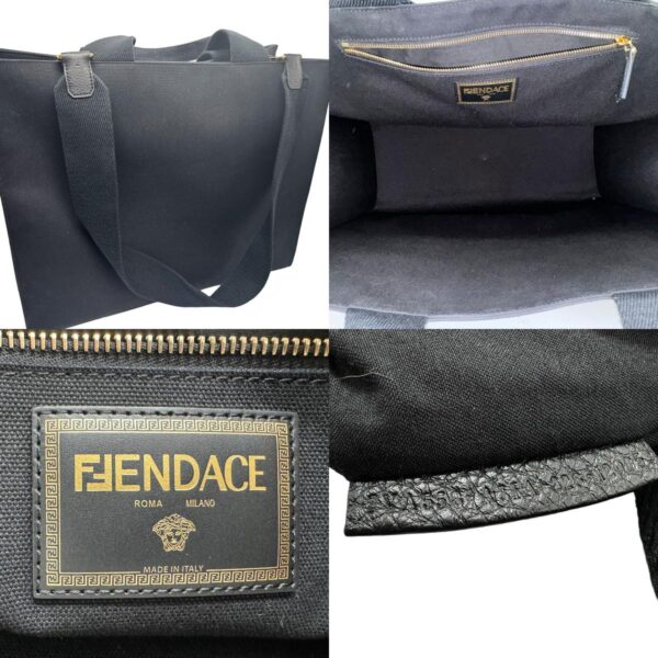 n0056 11 c Fendi Fendace Tote Bag Fendi x Versace Canvas Black