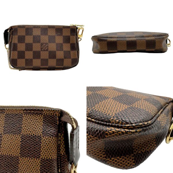 n0071 3 c Louis Vuitton Mini Pochette Accessoire Damier Canvas Pouch Brown