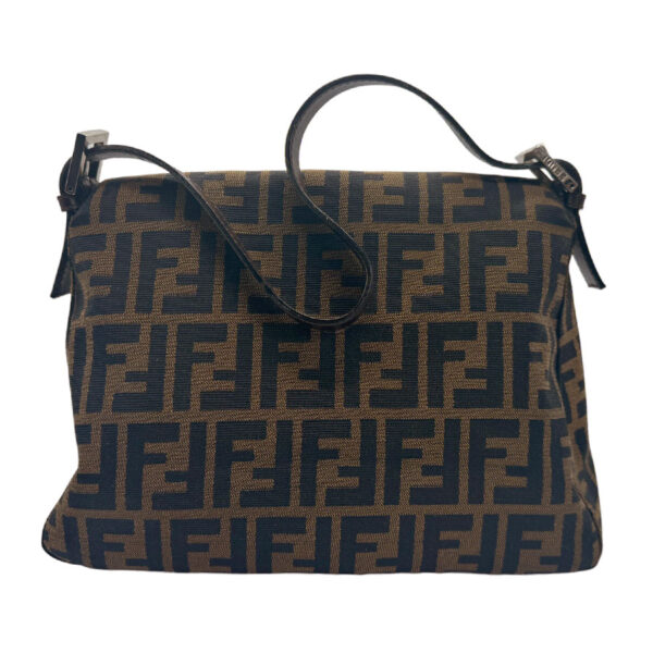 n0075 2 Fendi Handbag Zucca Canvas Leather Brown