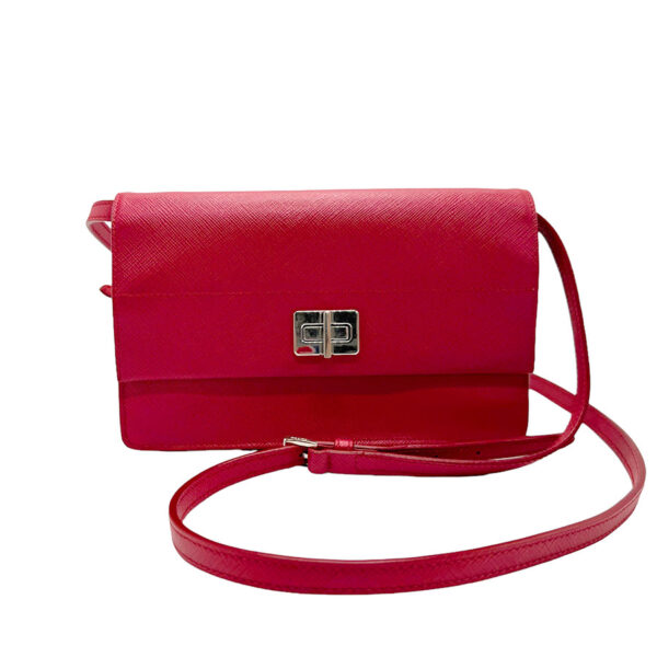 n0114 1 Prada Shoulder Wallet Leather Red