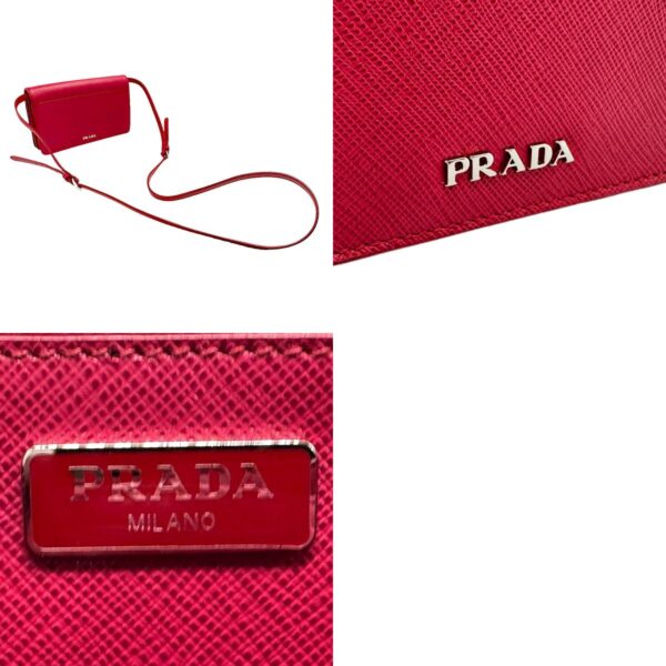 n0114 11 c Prada Shoulder Wallet Leather Red