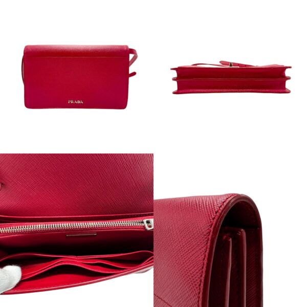 n0114 3 c Prada Shoulder Wallet Leather Red