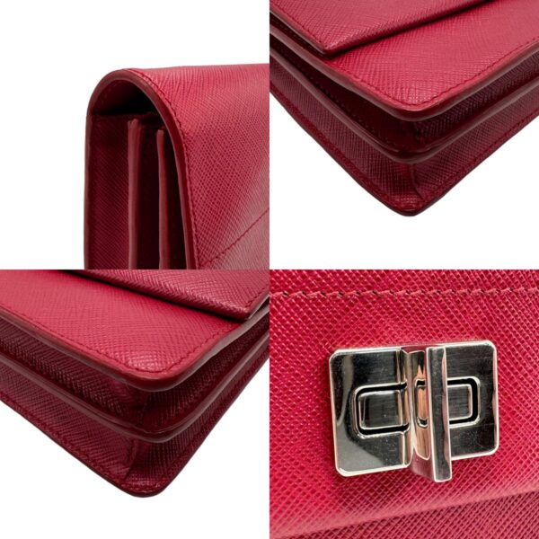 n0114 7 c Prada Shoulder Wallet Leather Red