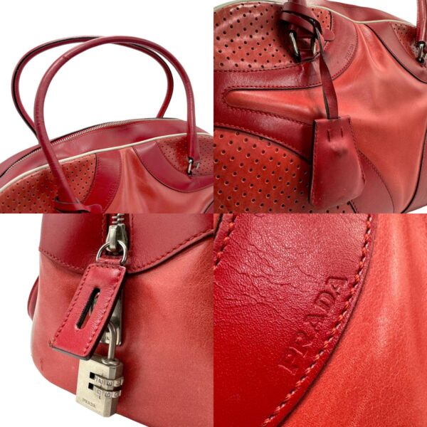 n0118 10 c Prada Handbag Leather Red