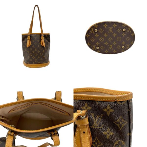 n0133 3 c Louis Vuitton Bucket PM Monogram Canvas Handbag Brown