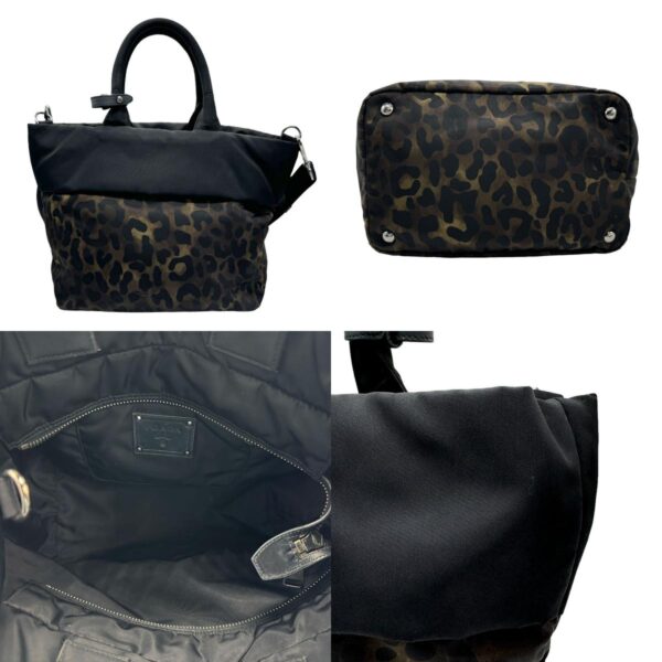 n0145 3 c Prada Shoulder Bag Leopard Nylon Black Brown