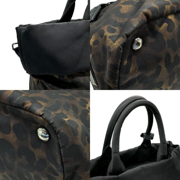 n0145 7 c Prada Shoulder Bag Leopard Nylon Black Brown