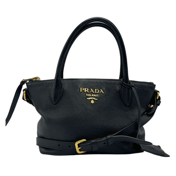 n0163 1 Prada Shoulder Bag Leather Black