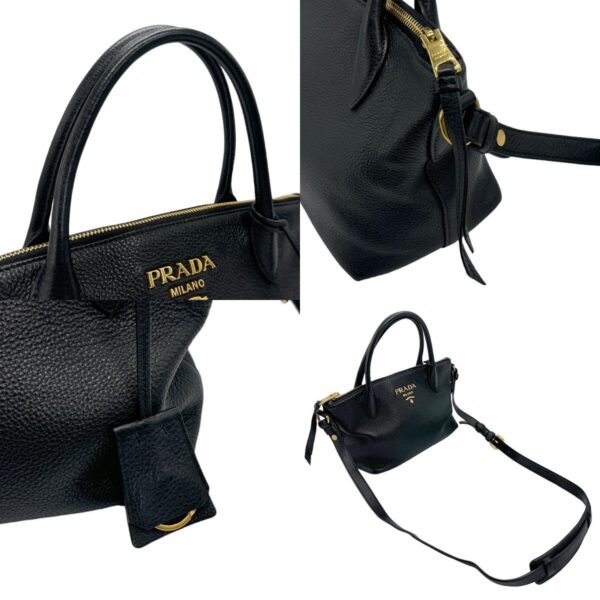 n0163 10 c Prada Shoulder Bag Leather Black