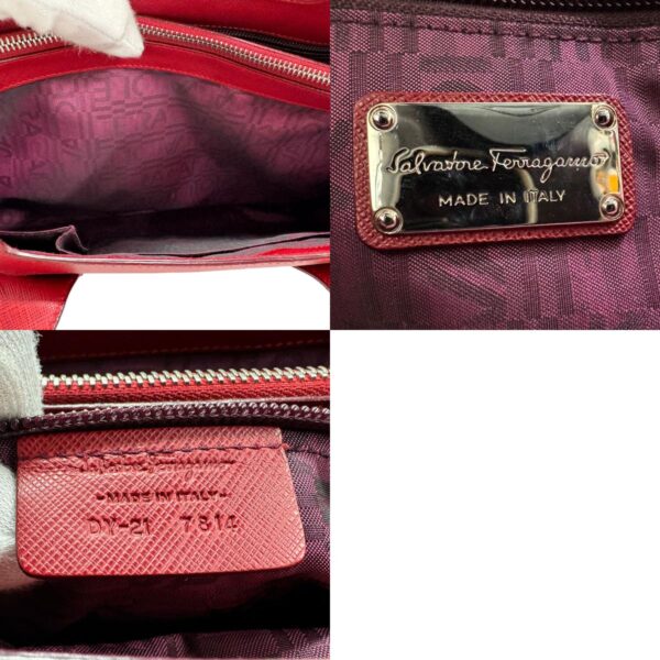 n0201 14 c Salvatore Ferragamo Gancini Leather Handbag Red