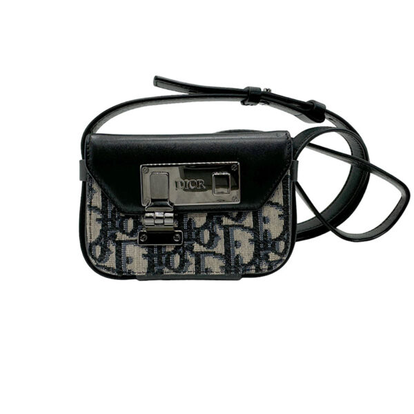 n0207 1 Dior Crossbody Shoulder Bag Pochette Leather Black