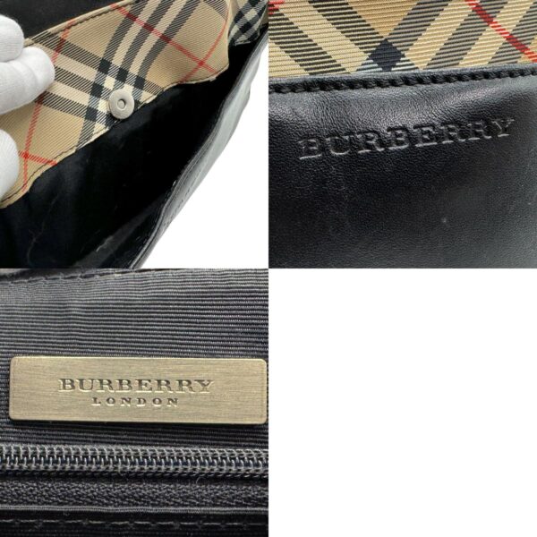 n0213 11 c Burberry Leather Canvas Handbag Black